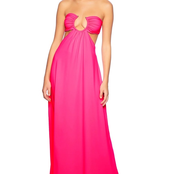 Susana Monaco Dresses & Skirts - Susana Monaco Shocking Pink U Wire Cut Out Maxi Dress